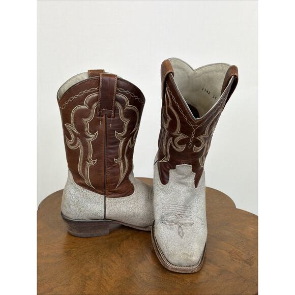 J.B. Dillon Shoes - JB Dillon Brown Beige Square Toe Westen Cowboy Boot #1481 Size 8.5